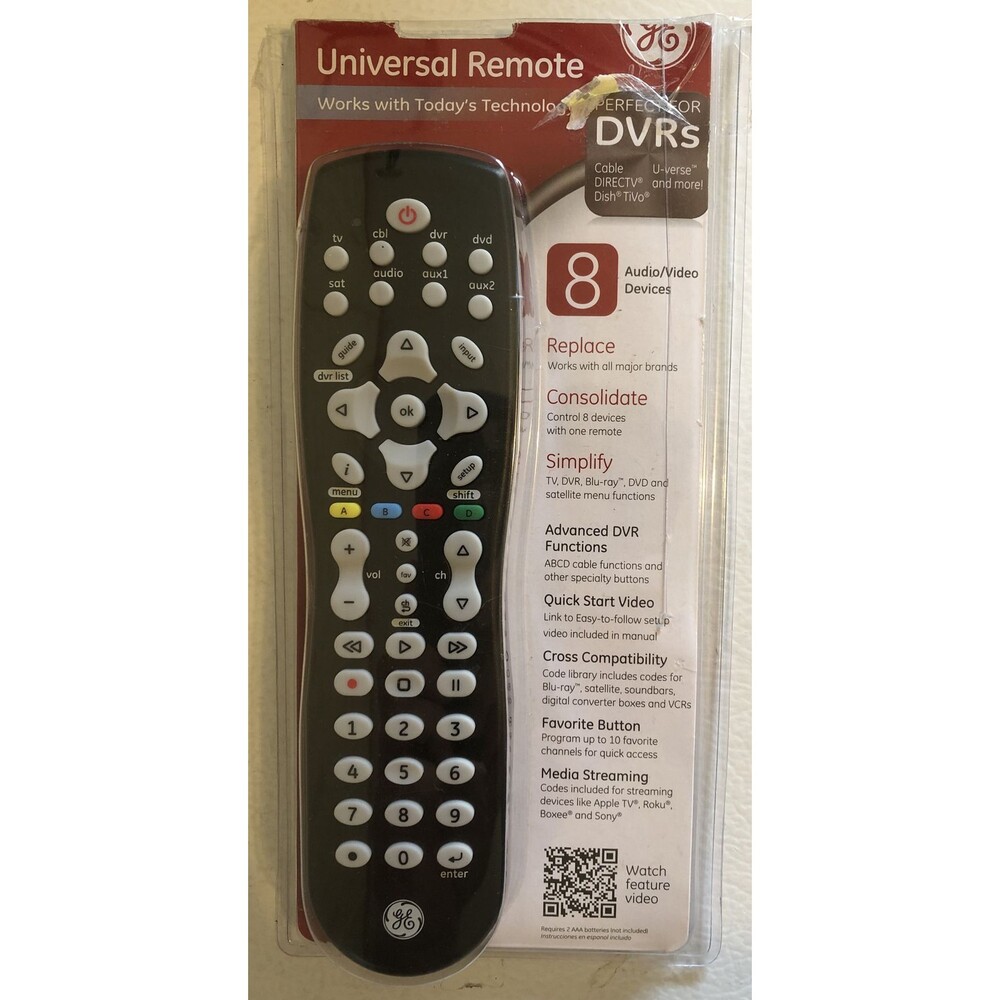 GE 25008 Universal Remote Control 8 Devices New in Damaged Packaging
